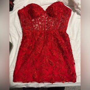 Elegant Red Lace Dress